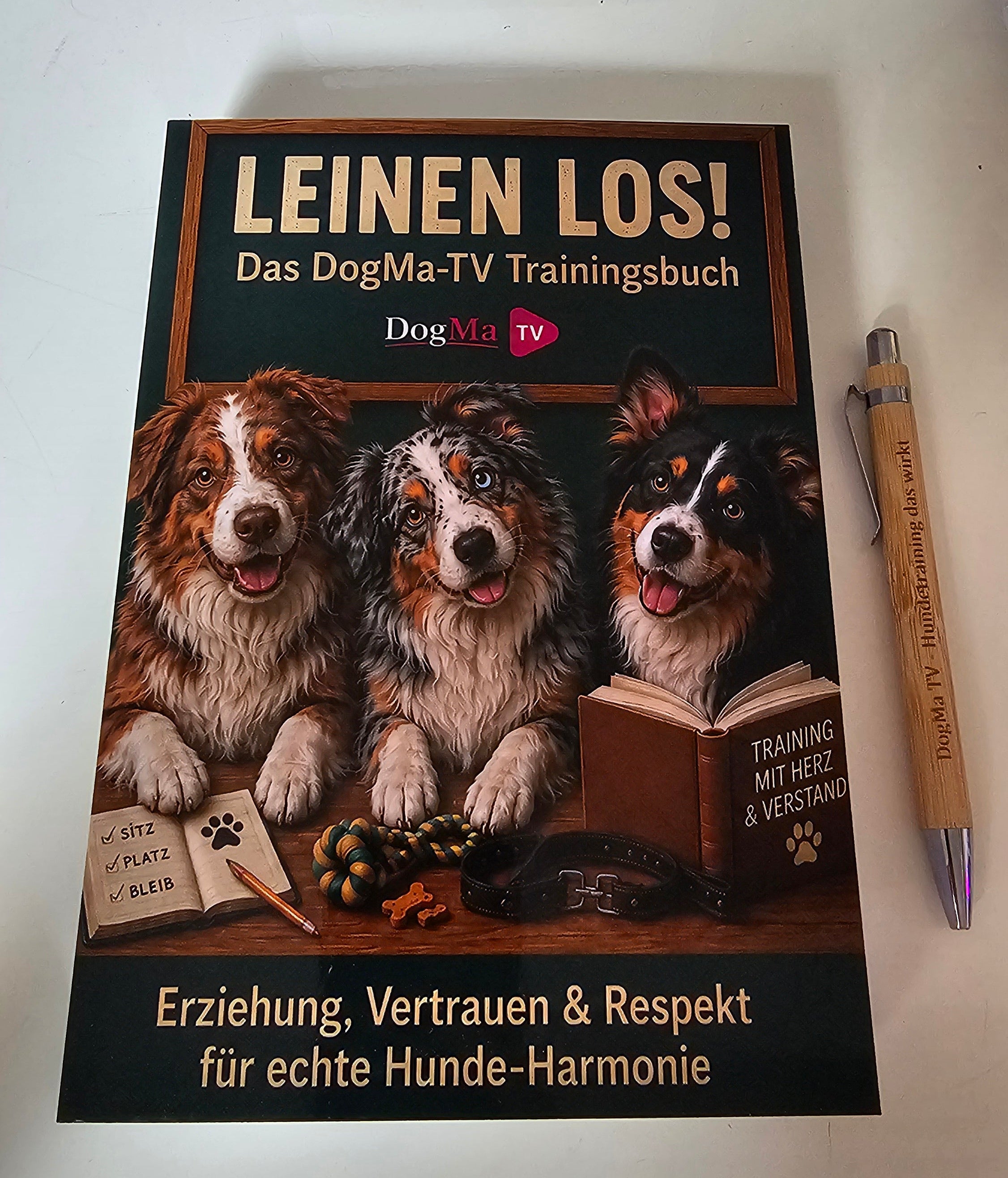 📘 Leinen Los! – Das DogMa-TV Trainingsbuch | Handsigniert inkl. Holz-Kugelschreiber & Lesezeichen 🐾