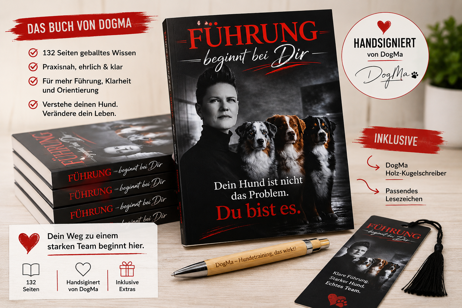 📚 Führung beginnt bei Dir – Handsigniertes Hundetrainingsbuch von DogMa | inkl. Holz-Kugelschreiber & Lesezeichen